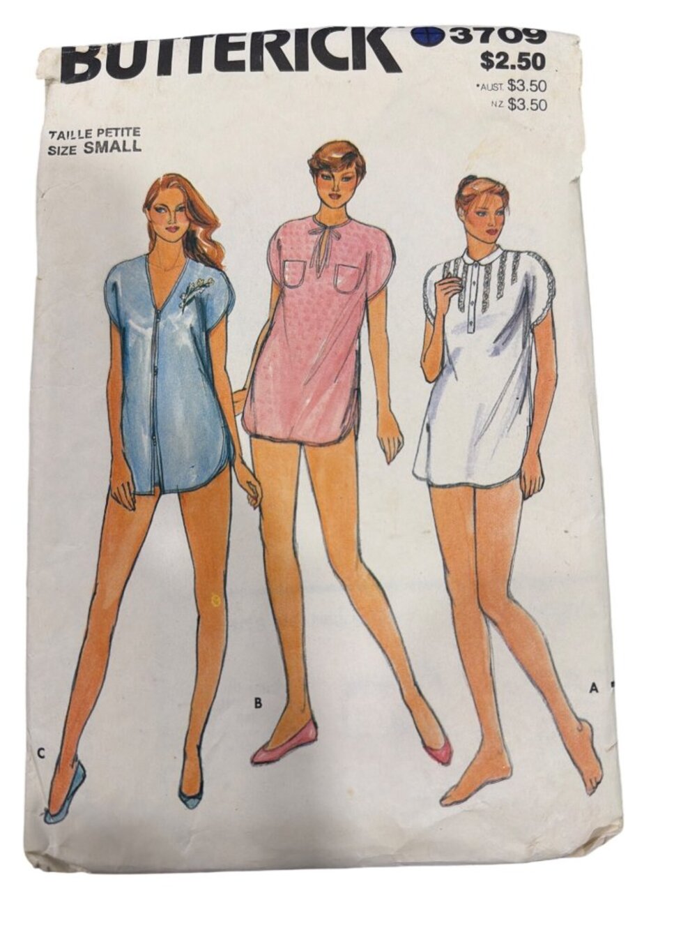 Butterick 3709 Misses Nightshirt & Shorts Sewing Pattern Size Small Loose-Fittin